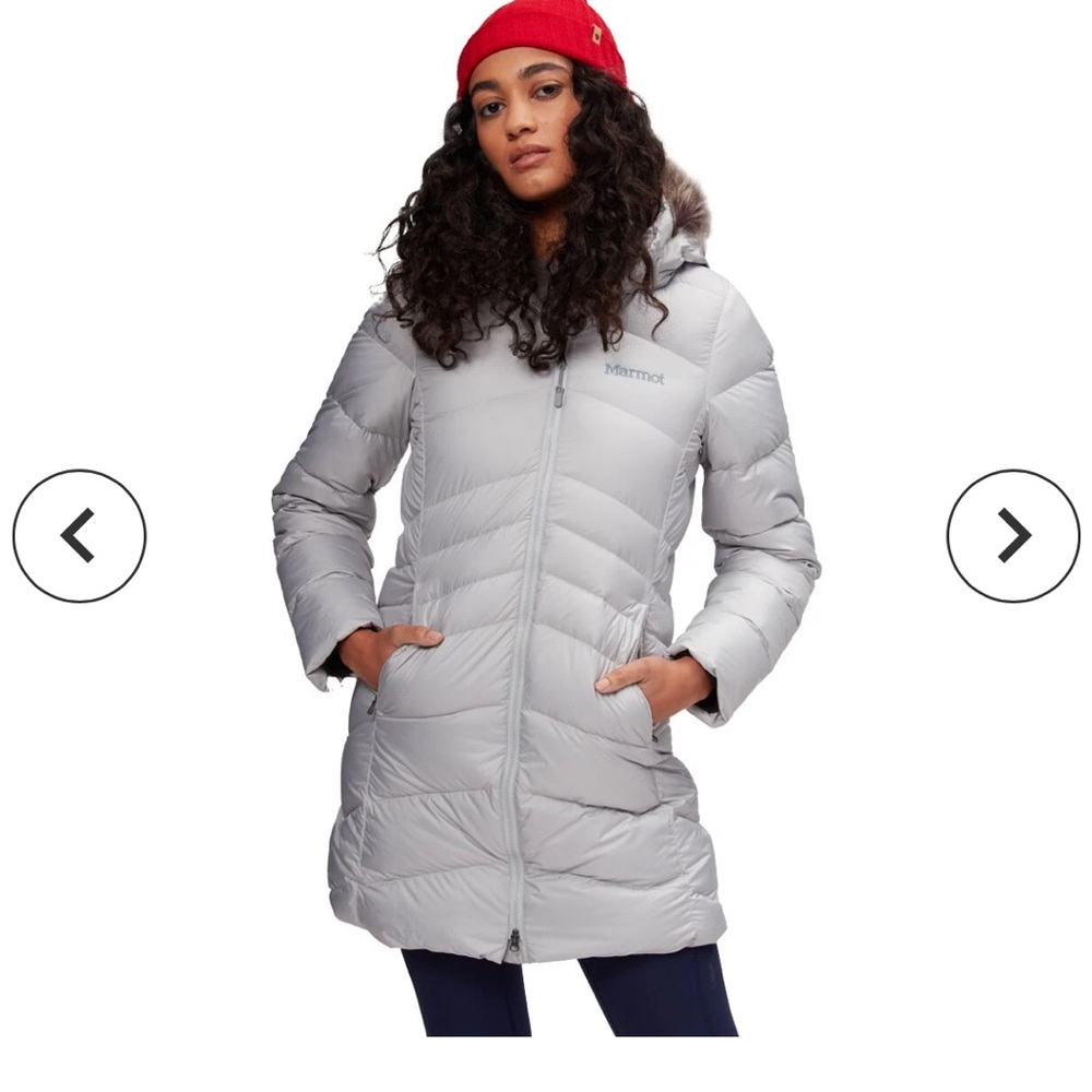 Marmot light gray winter jacket